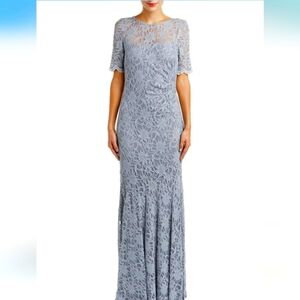 Elegant Lace Evening Gown - Gray